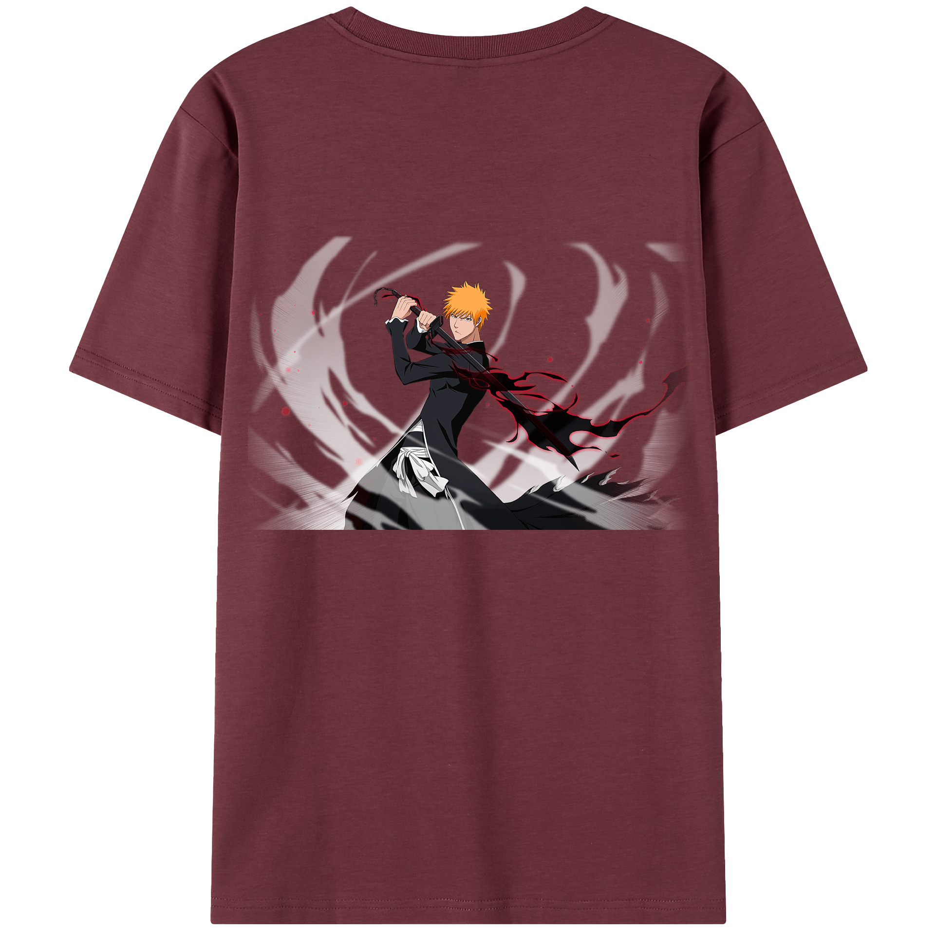 （画像用） ブリーチ 黒崎一護（くろさき いちご）BLEACH Kurosaki Ichigo 綿100％半袖Tシャツ（背面プリント）